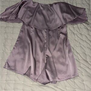 Elegant Off-Shoulder Satin Romper